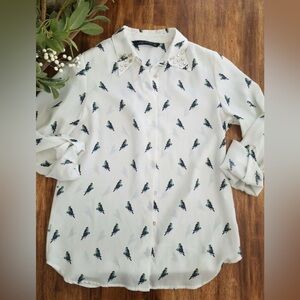 Zara bird print shirt NWOT